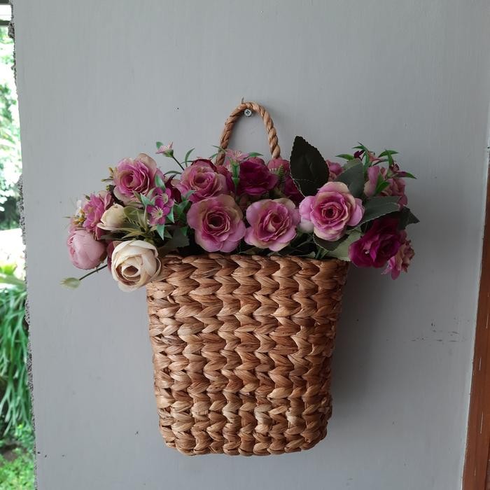 PREMIUM Pot Gantung Anyaman Eceng Gondok, Cover Pot Eceng.