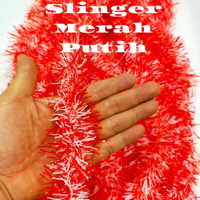 (Allthebest) Slinger Rumbai Merah Putih Hiasan Dekorasi Kantor Sepeda Pawai Karnaval 17an Agustusan