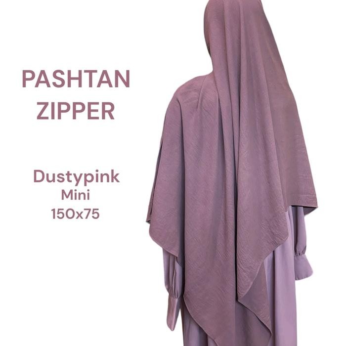 (Expert) Jilbab Pashtan Jumbo Zipper Pashmina Instan Khimar Syari Resleting Simple - Muslim Airflow