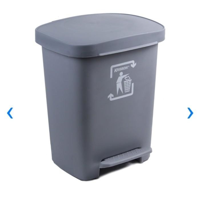 PREMIUM Tempat sampah plastik Krisbow 30 liter - Abu abu pedal