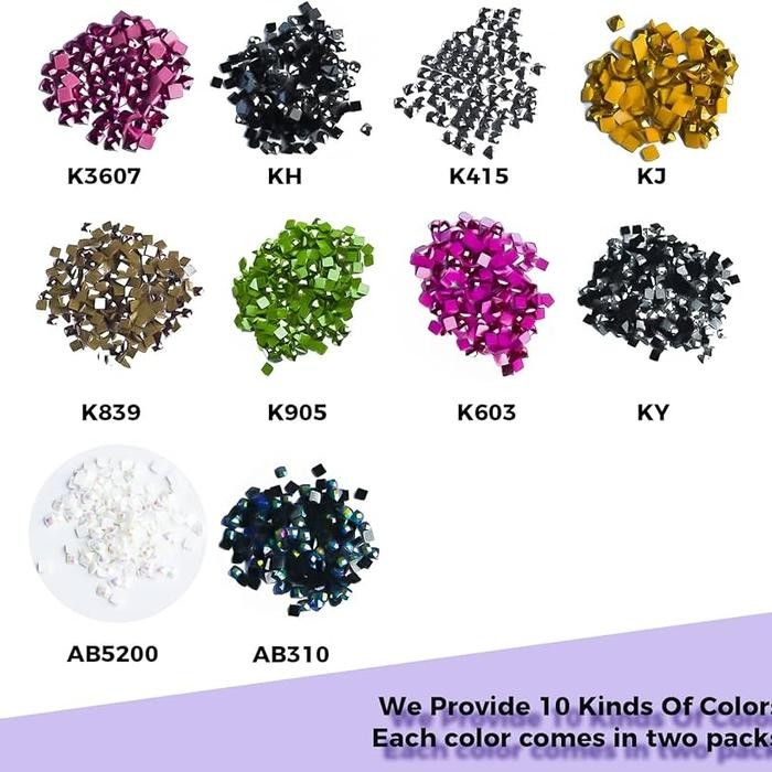 (Allthebest) Metallic Gold Silver Diamond Painting Beads, 5D Diamond Drills Square