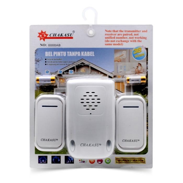 BEL PINTU WIRELESS 2 REMOT BEL RUMAH 2 TOMBOL DOORBELL WIRELESS