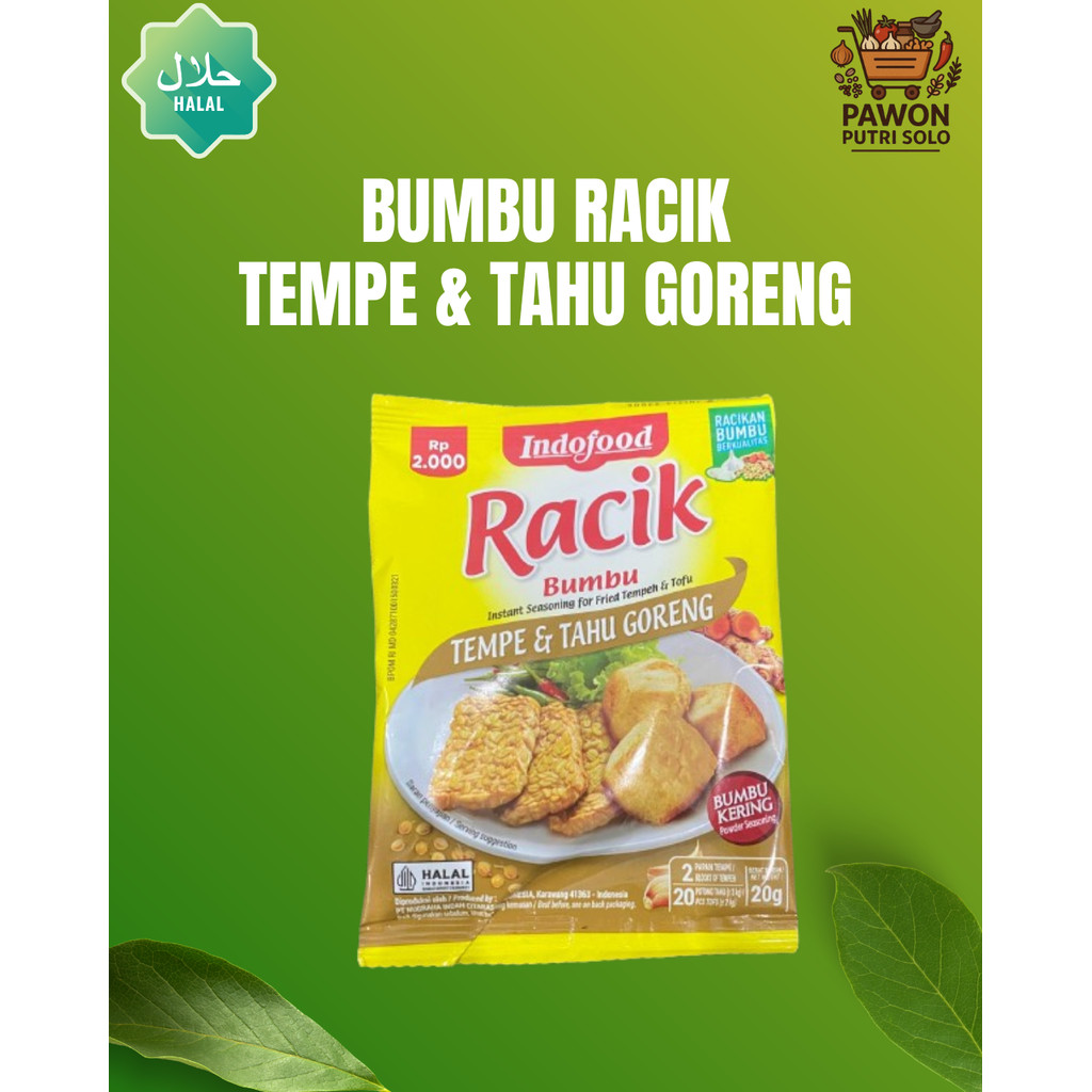 

Bumbu Racik Tempe & Tahu Goreng Bumbu Bubuk Dapur Instan Masak Tempe dan Tahu Goreng pck 20g