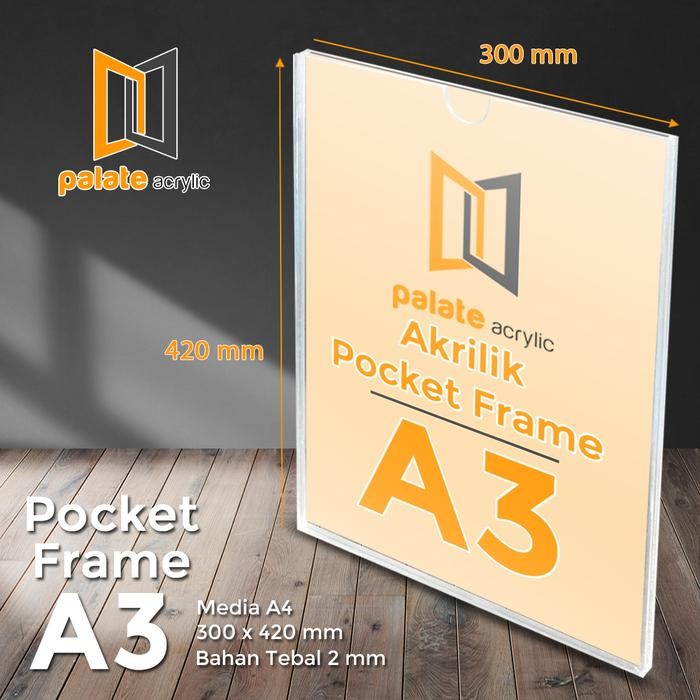 

ASLI ACRYLIC POCKET FR / AKRILIK THICKER / AKRILIK POCKET A3 2MM READY STOCK