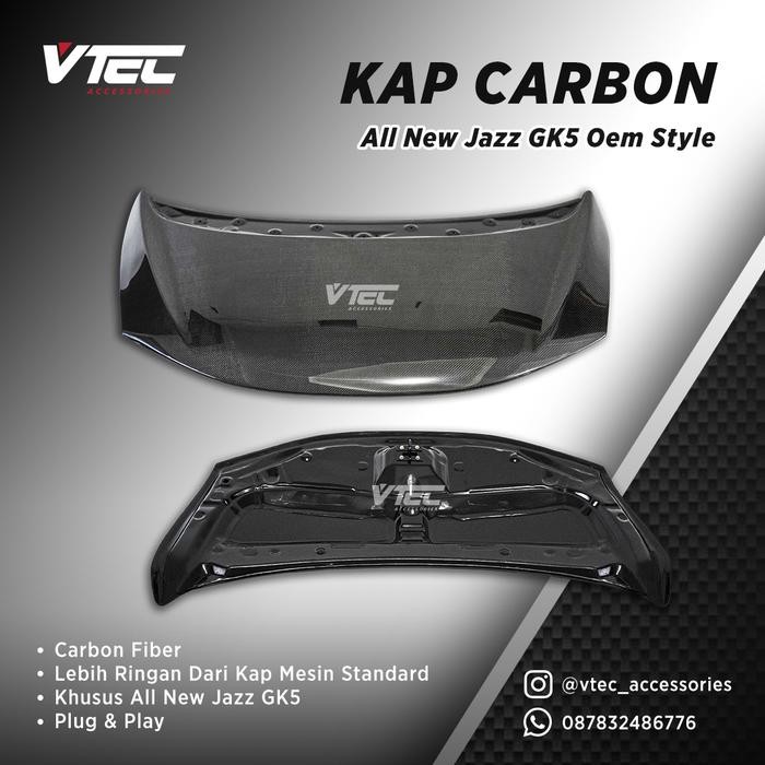kap mesin carbon all new jazz GK5 oem style