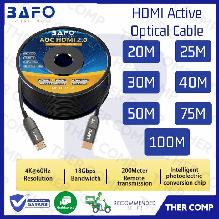 Murah Bafo Kabel Hdmi Fiber Optic /Optik ( Fo ) 20M,25M,30M,40M,50M,75M,100M Termurah