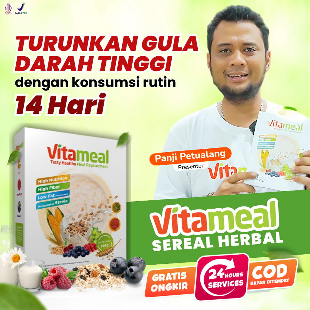 

Vitameal Oatmeal Original Serat Faster Rendah Gula Sarapan Sereal Multigrain Ampuh Sehat FITAMIL KEBAS