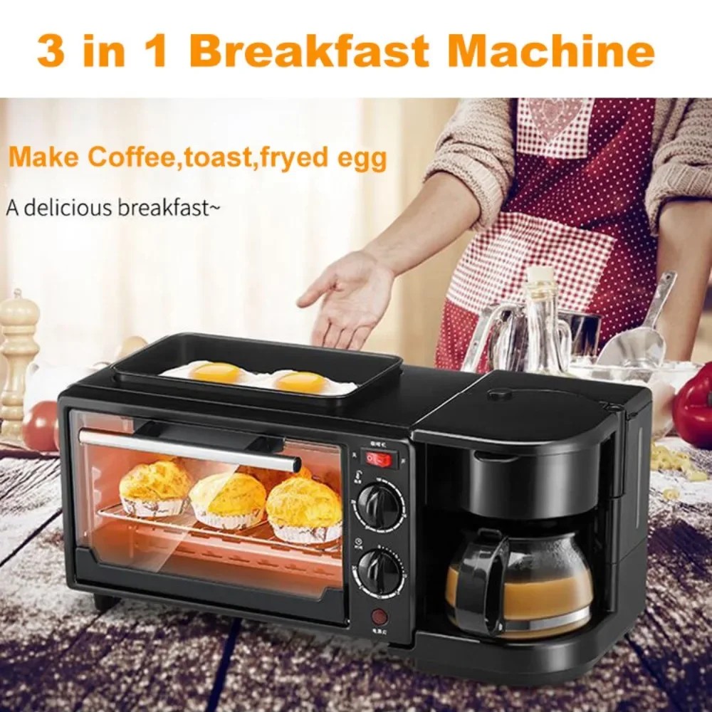 3 In 1 Breakfast Maker Breakfast Machine Roast Machine Bread Toaster Electric Oven Kitchen Appliance