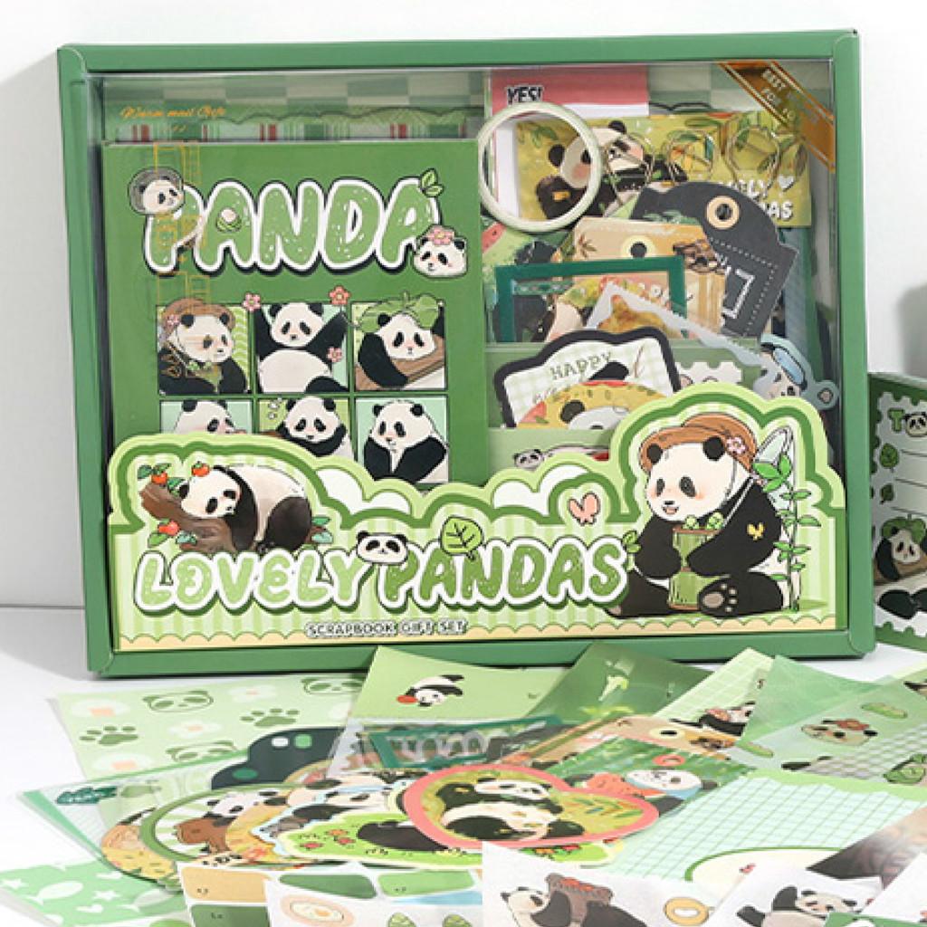 

Mr.Paper 1Style 153pcs Cute Panda Theme Handbook Gift Set Stickers Washi Tape A6 Notebook for DIY