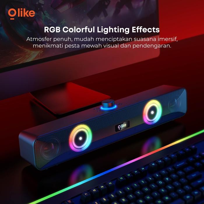 [EXCLUSIVE KING KEVIN] Olike Soundbar Speaker S5H Hitam - Bass Max 10W, RGB Lights, Bluetooth 5.3,