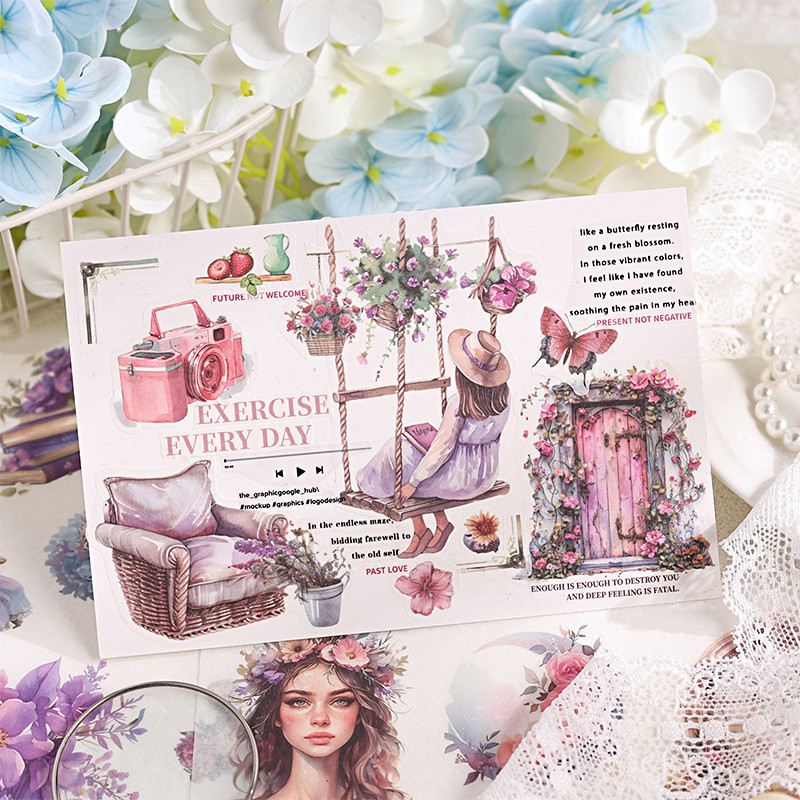 

4 styles 24pcs/pack vintage die-cut washi paper sticker book girly theme stickers DIY