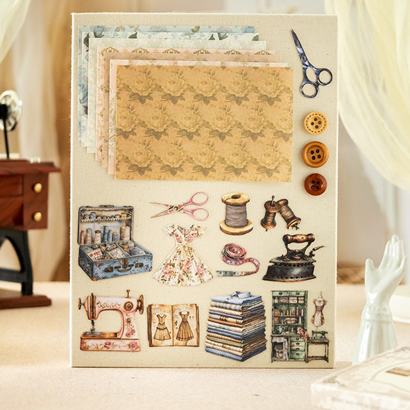 

30pcs Mindfulness Series Sewing Theme Stickers Material Pack Handbook DIY Journal Notebook