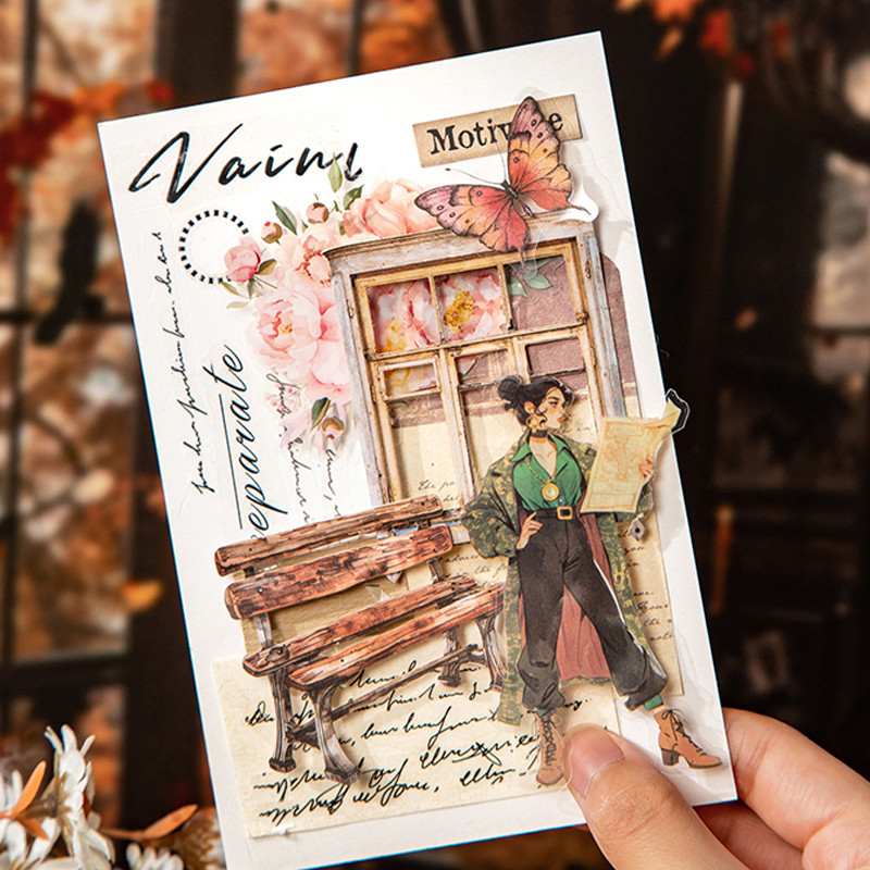 

40pcs/bag Classical Manor Series Vintage Door and Window Theme Hard Card Sticker DIY