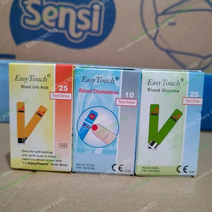 Sensi EasyTouch Strip Kolesterol Asam Urat & Glukosa Expired 25/10/27 Test Strips Ready Stok
