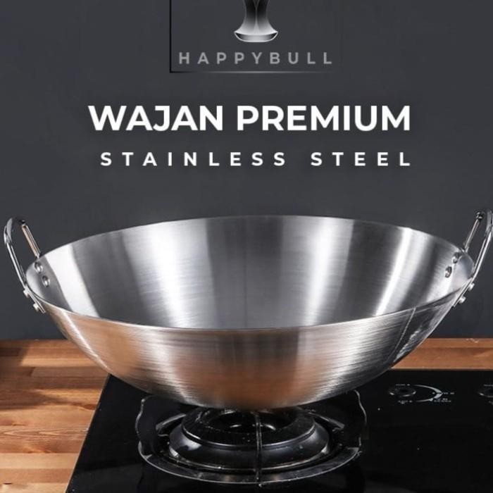 Banyak Dicari Happybull Wajan Penggorengan Stainless Diameter 40-47 Cm I Wajan Baja Termurah