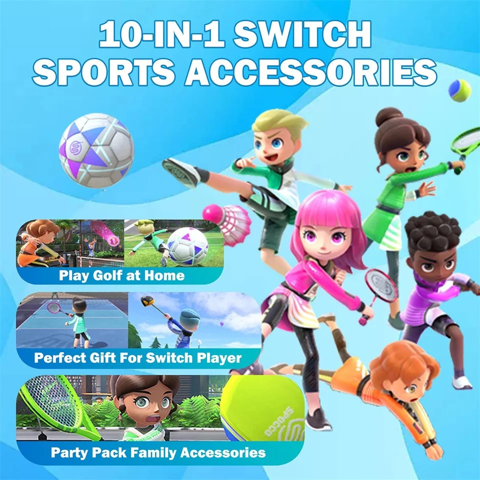 IMPORT 10 IN 1 SWITCH SPORTS ACCESSORIES BUNDLE FOR NINTENDO SWITCH OLED GAME SPORTS ACCESSORIES KIT