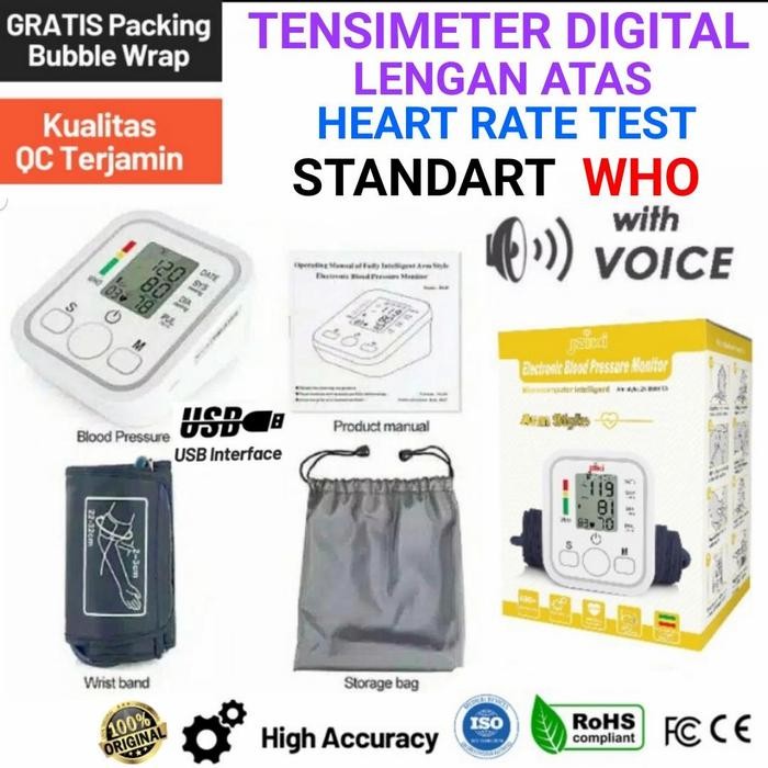 KEQZ Jziki Tensimeter Digital Lengan Atas Alat Ukur Tekanan Darah Jantung