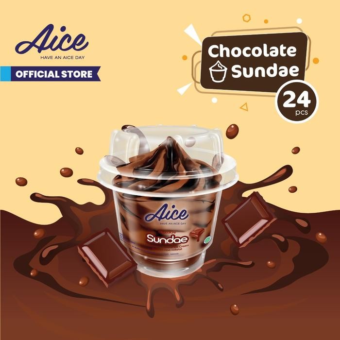 

4ZMI Aice Ice Cream Chocolate Sundae Cup Es Krim (1 Karton = Isi 24 Pcs)
