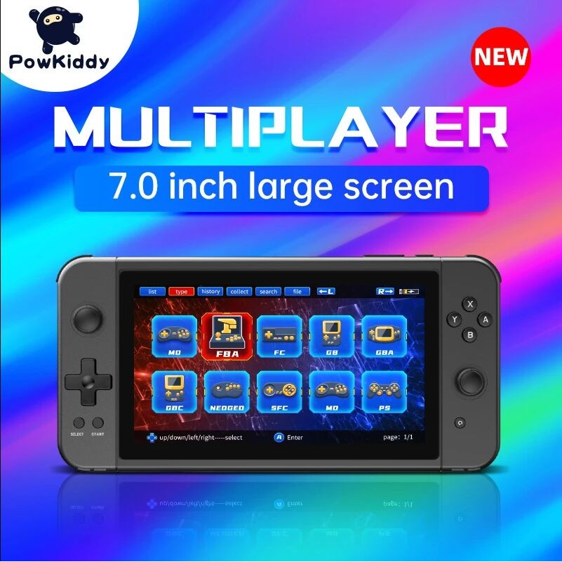 POWKIDDY X70 Handheld Game console 4 color 7 inch HD Screen Retro