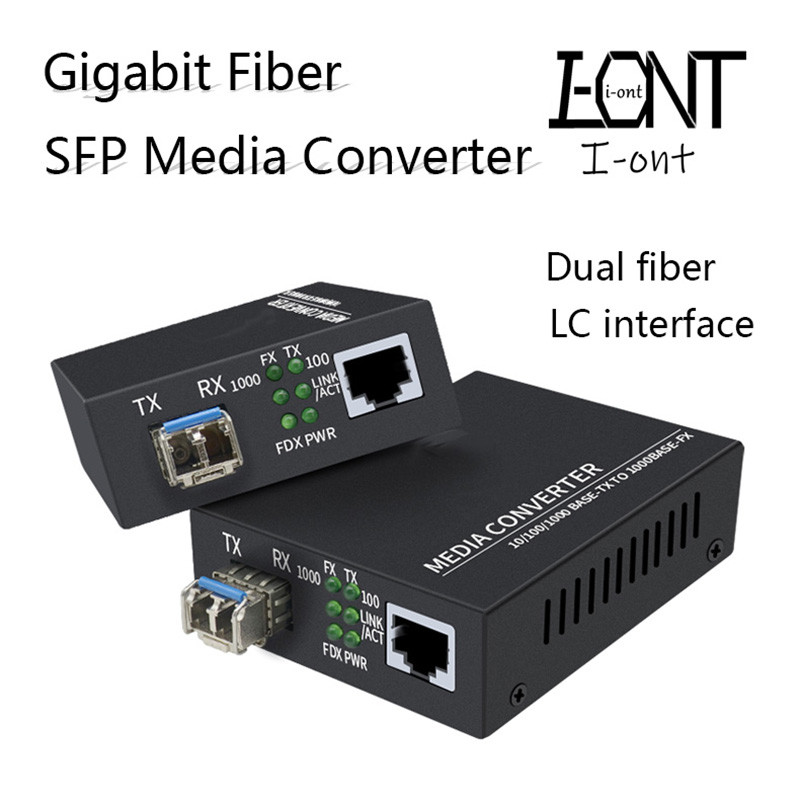 1.25G 20KM LC Gigabit Fiber Switch Transceiver Fast Ethernet  2 Fiber 1 RJ45 Optic Media Converter 1