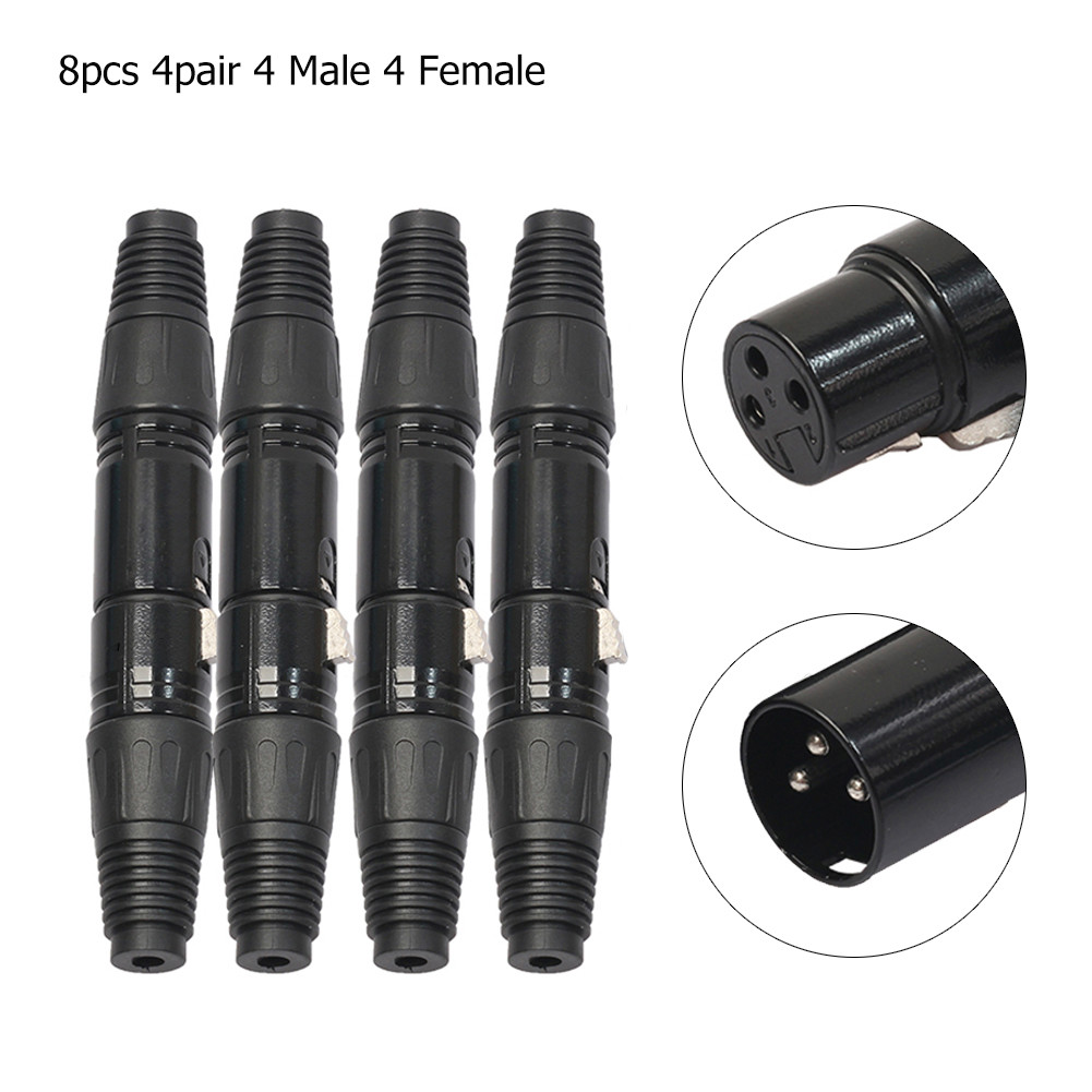 8pcs XLR Adapter 3Pin Male Plug and Female Jack Microphone Audio