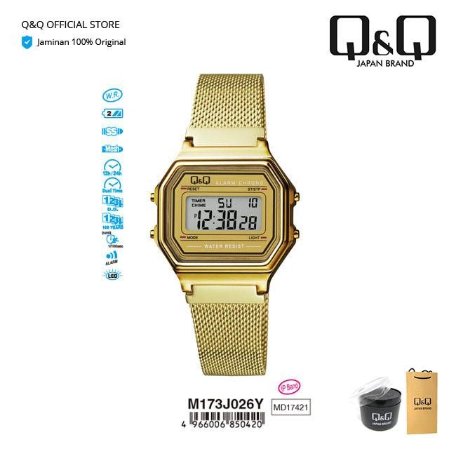 DISKON QnQ QQ Jam Tangan Arloji Wanita Fashion Digital Rantai Mesh Stainless Steel Free Adjust -