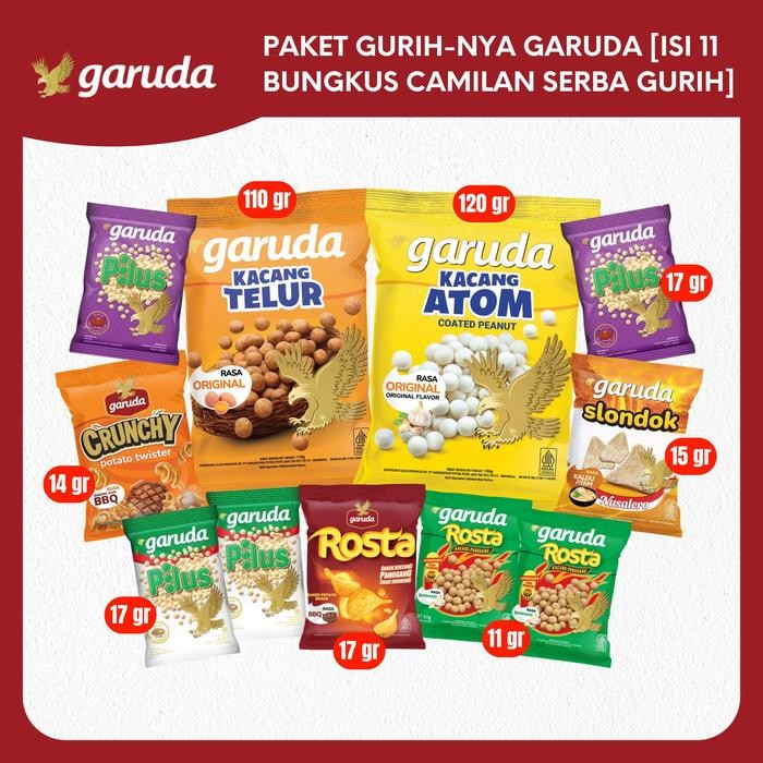 

IOI2 Garuda - Paket Gurih-Nya Garuda [Isi 11 Bungkus Camilan Serba Gurih]