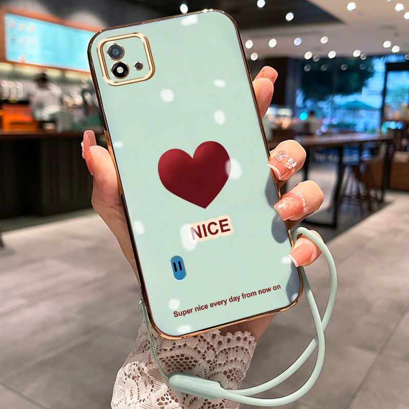 Casing Hp Untuk Realme C20 C20A C11 2021 C11 2020 Case Casing Cinta Strawberry HP Cesing Silikon Sof