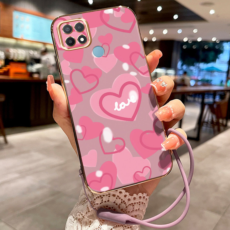Casing Hp Untuk OPPO A15 A15s A35 Case Casing menggambar cinta HP Cesing Silikon Softcase disepuh ta