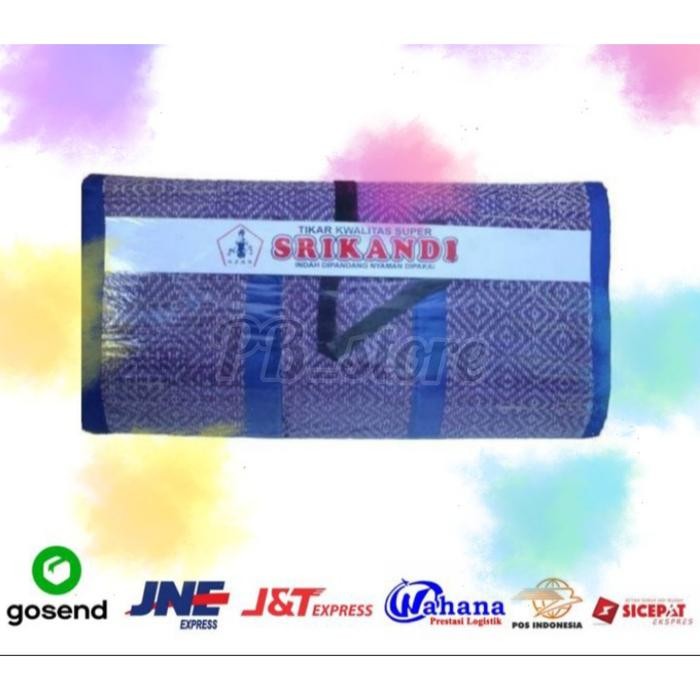 Tikar Samak Lipat Srikandi Anyaman Bahan Rumput Mendong Motif Warna