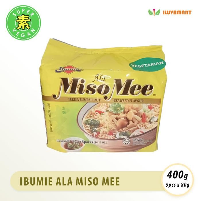 H48Y Ibumie Miso Mee Mie Instant Rasa Rumput Laut 1Pack Isi 5Pc Vegan Halal