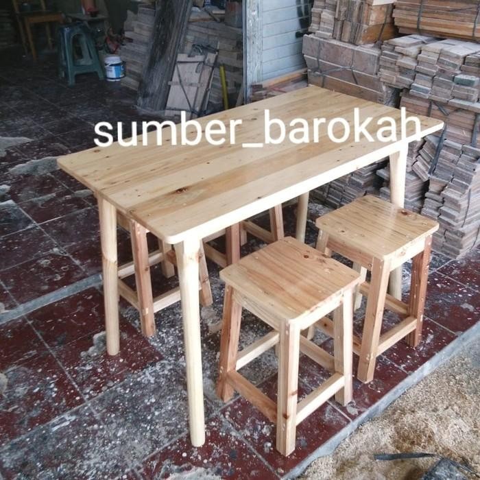 (132). Meja Makan, Cafe Kaki Bulat Kayu Jati Belanda Meja Makan Set Kayu Jati Belanda