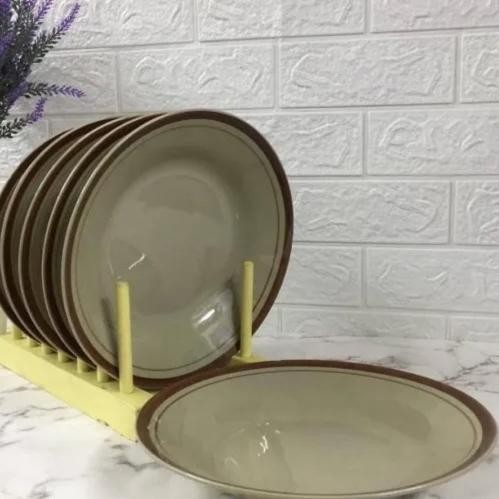 piring makan keramik Coklat 8inc diameter 21 cm 1lusin (12BIJI)