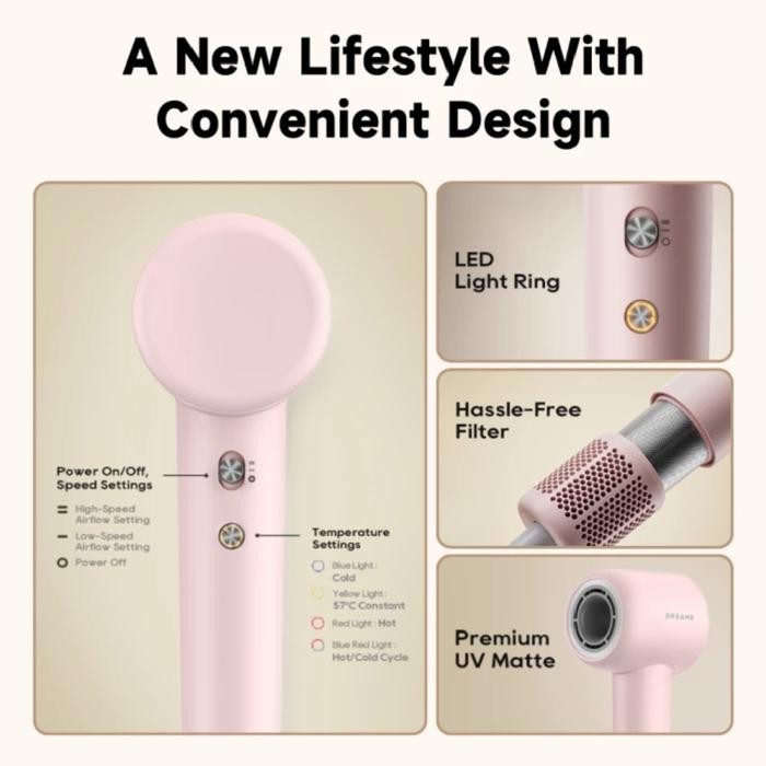 Dreame Hair Dryer Dreame Gleam Warna Pink