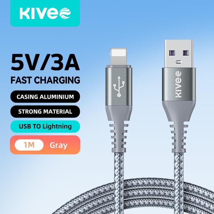 KIVEE Kabel Data 2.4A Fast Charging USB To Lightning Kabel Data 1.2m Panjang Merah Putih Charger *