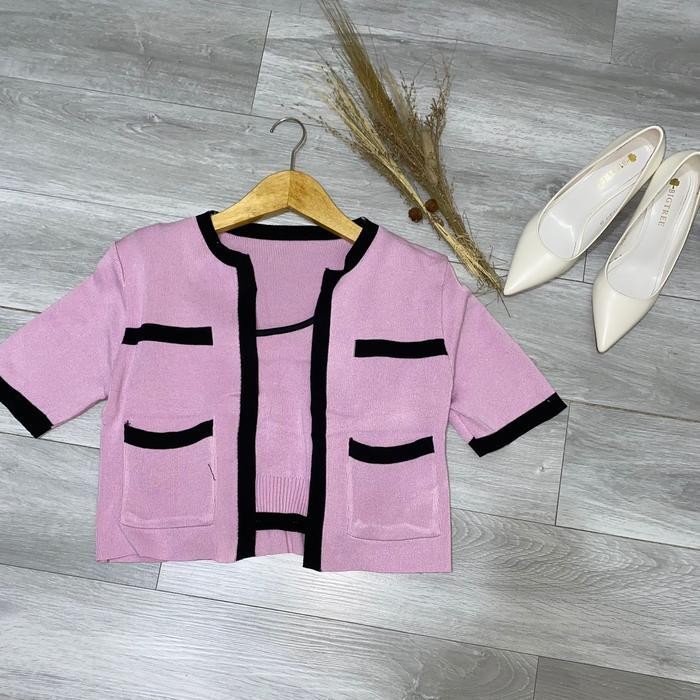 (Allthebest) HERCHOICE H006 Baju Top Set Atasan Long Square Atasan Kerah Rajut n Kaos Rajut Lengan