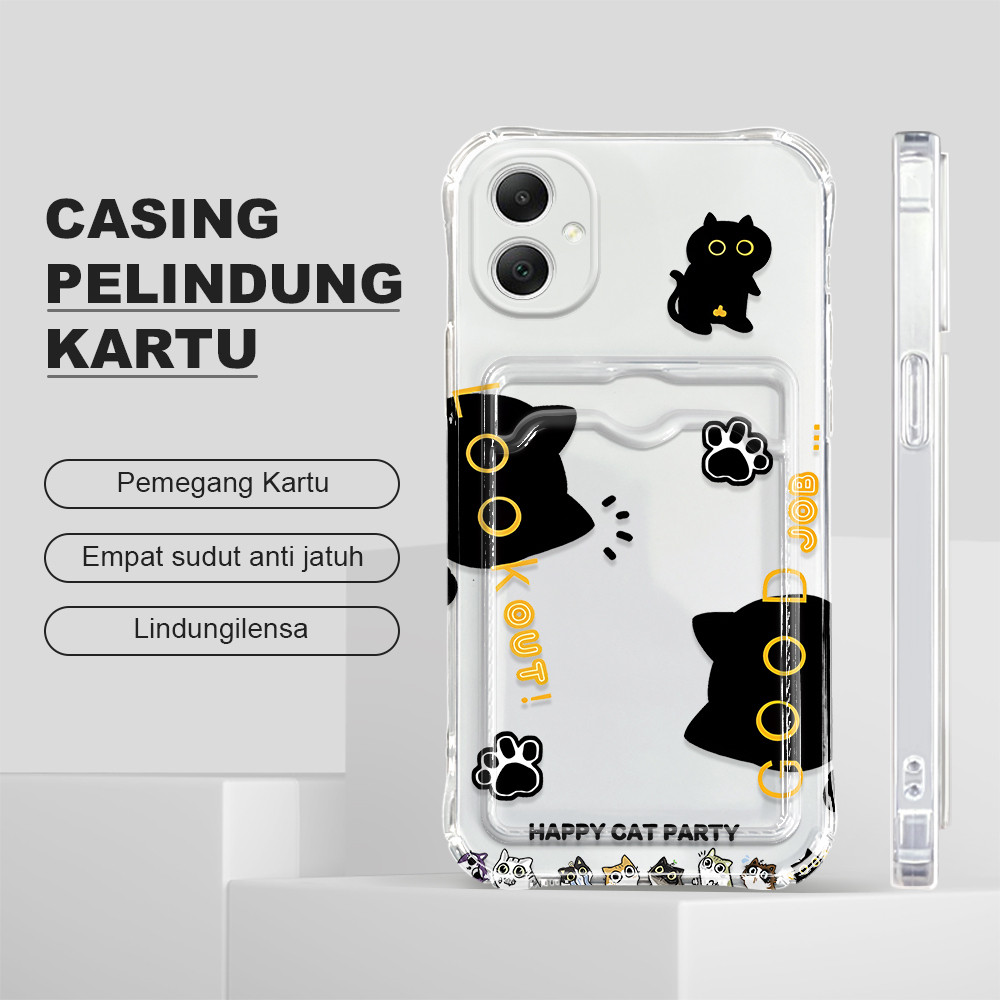 Hontinga Casing Hp Untuk  Compitable With Samsung Galaxy A05 Tempat Kartu Cassing Card Holder Softca