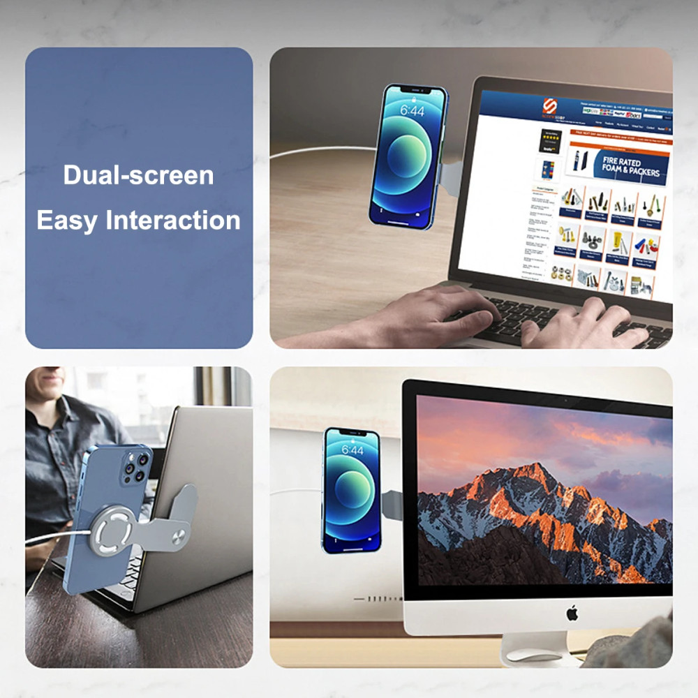 FONKEN Holder HP Magnetic Monitor Side Mount with Wireless Charger Hitam