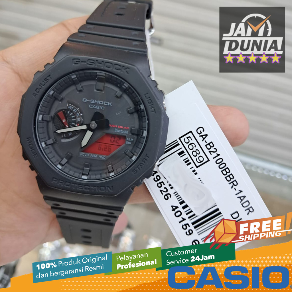 JAM TANGAN PRIA CASIO ANALOG DIGITAL ORIGINAL RUBBER BLACK AND BOLD RED BLACK RED G-SHOCK GA-B2100BB