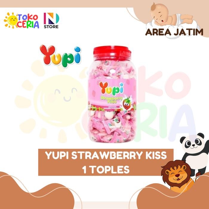 

PERMEN YUPI STRAWBERRY KISS JAR 300GR 1 TOPLES/YUPI TOPLES
