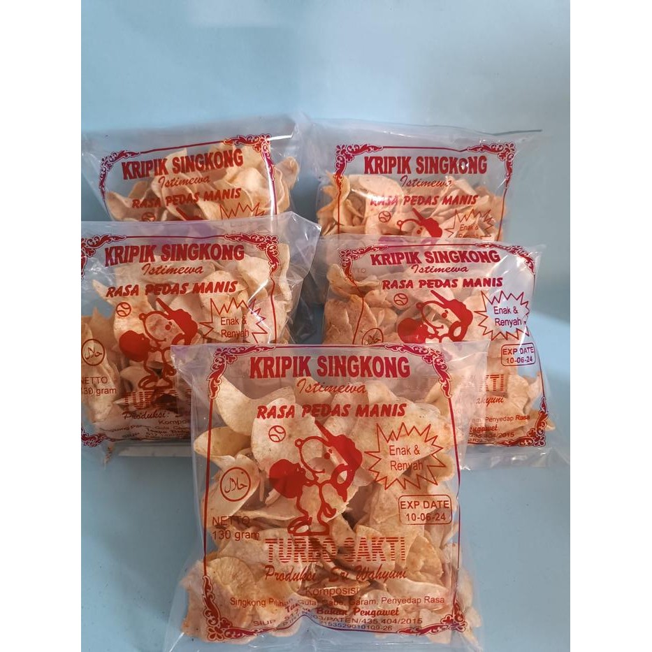 

PAKET BERLIMA (ISI 5 BKS) KERIPIK SINGKONG KHAS MANDING SUMENEP MADURA CEMILAN/MAKANAN RINGAN/SNACK