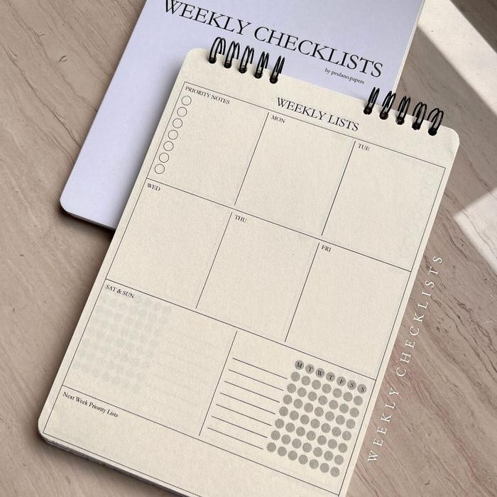 

Weekly Planner Checklist Mingguan Ukuran A5 Spiral Binding by peulano papers