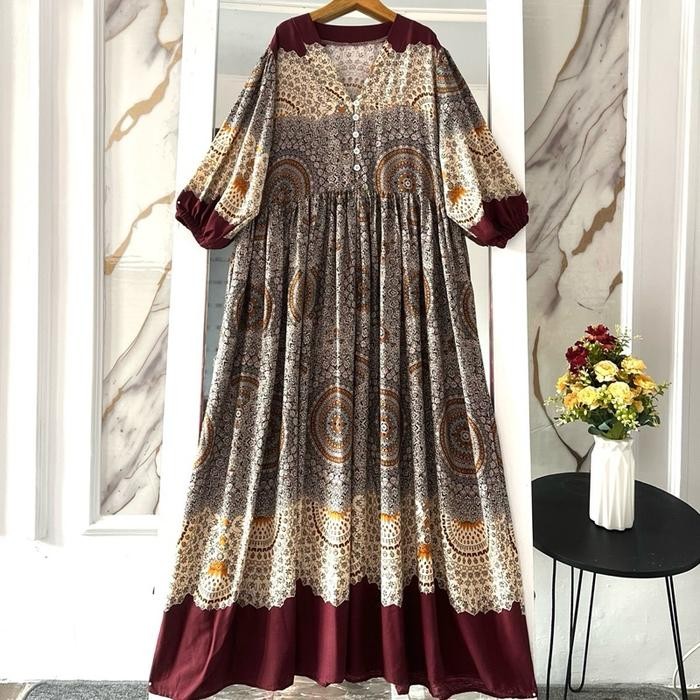 Midi Yulia Dress Rayon Premium Wanita Busui Casual Dress Motif Bunga Lembut Nyaman Best Seller