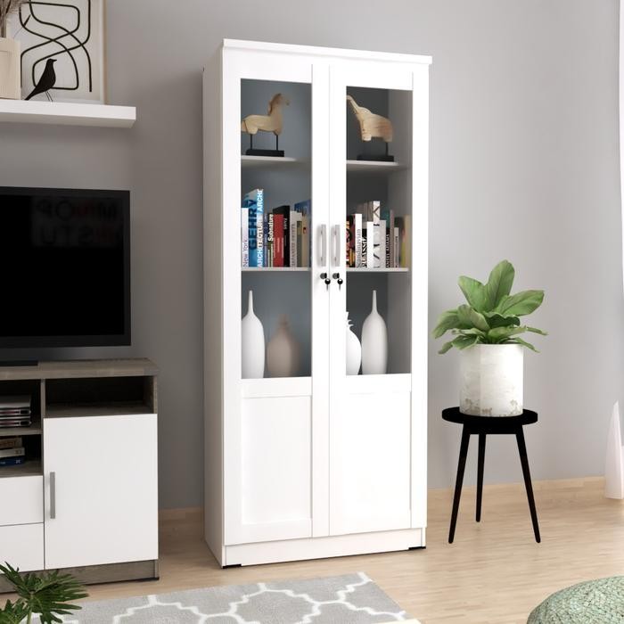 Lemari Rak Buku Pintu Kaca Romaro 2 Pintu - Bandung Area Saja