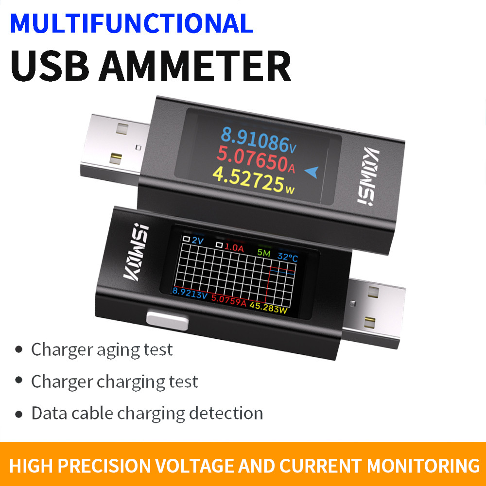 6-in-1 Multi-function DC Voltage Ammeter Power Meter Digital Display Curve Measurement USB Cell Phon