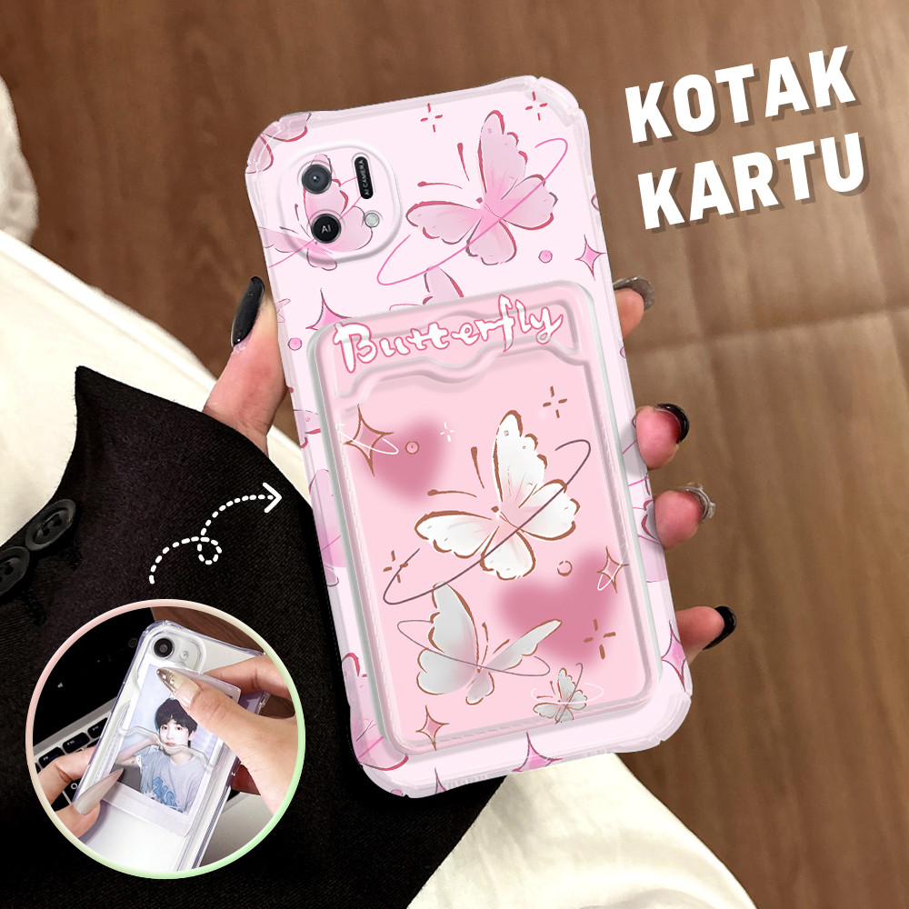 Casing Hp Untuk OPPO A16K A16E Tempat Kartu Cassing Anti Jatuh Card Holder Softcase Butterfly 1012 K