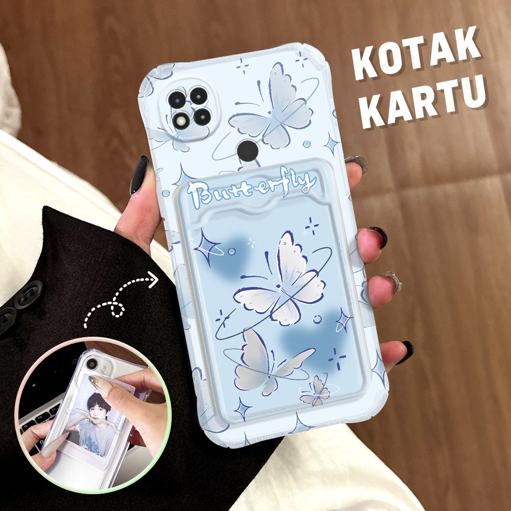Casing Hp Untuk Xiaomi Redmi 9C 10A Tempat Kartu Cassing Anti Jatuh Card Holder Softcase Butterfly 1