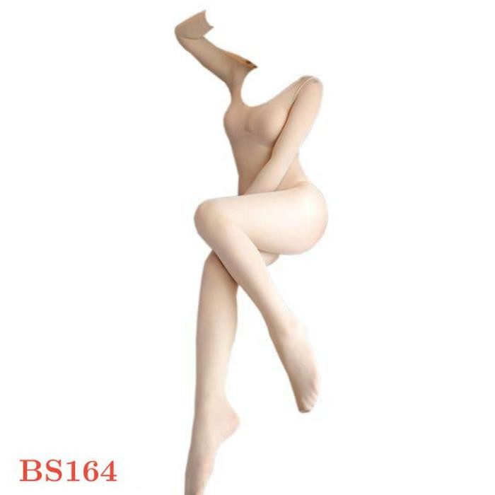 NEW BS164 Lingerie Sexy Bodystocking Wanita Model Full Sebadan Warna Kulit Krem Lengan