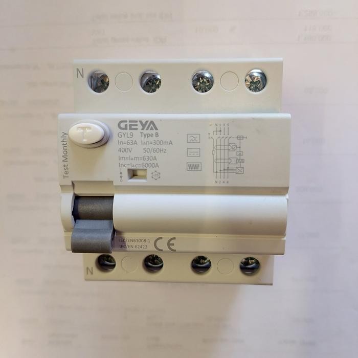 Geya Rccb Elcb Rcd Type B 63A 4P 300Ma Elcb Rccb Rcd 63A 4P 0,3A