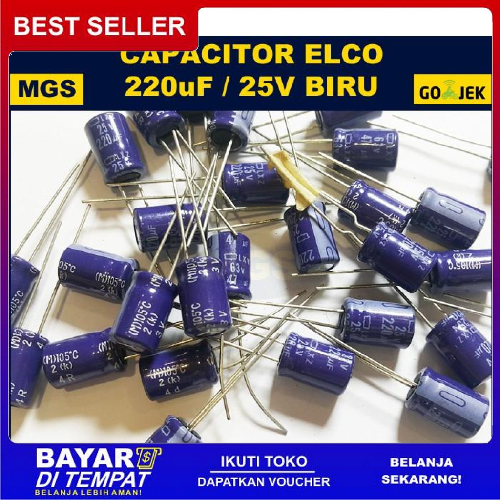 FREE ONGKIR OPN106- 100PCS CAPACITOR ELCO 220UF 25V KAPASITOR BISA COD